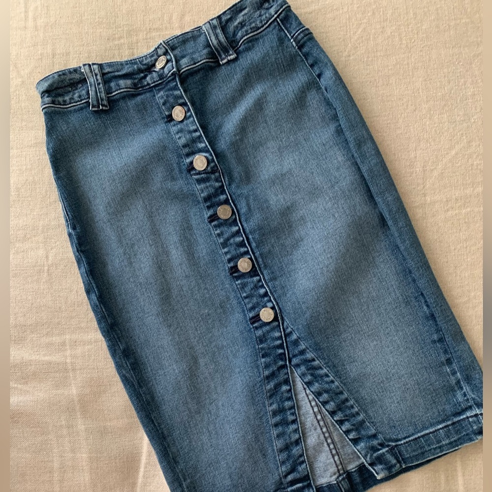 7 FOR ALL MANKIND, Soft Denim Pencil Jean Skirt, Size 24
